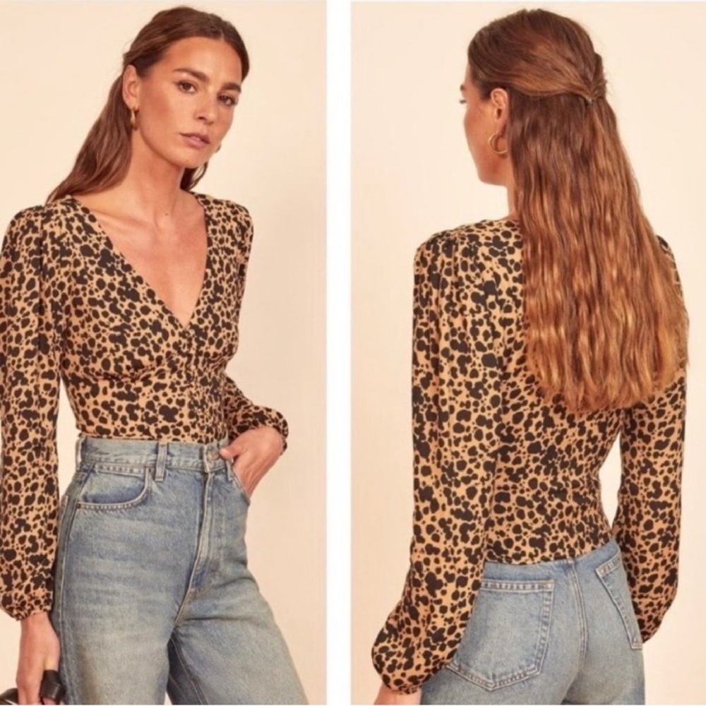 Reformation Nell top leopard print